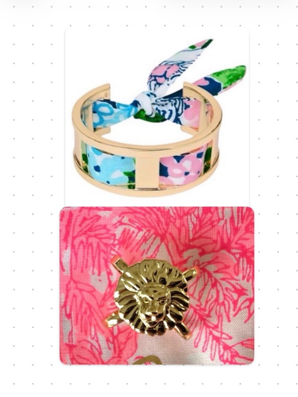 Lilly Pulitzer Scarf Bracelet & Lion Scarf Ring NWT